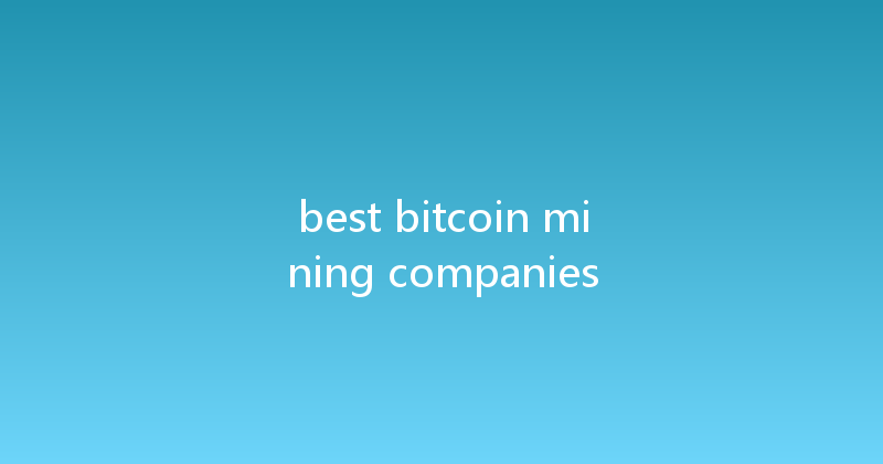best bitcoin mining companies 